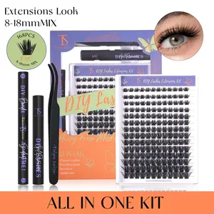 Lash Clusters Kit Individual Lashes Cluster Eyelash Extensions 8-18mm Eyelash Extension Kit DIY Lash Extension Kit Thick False Eyelashes Kit