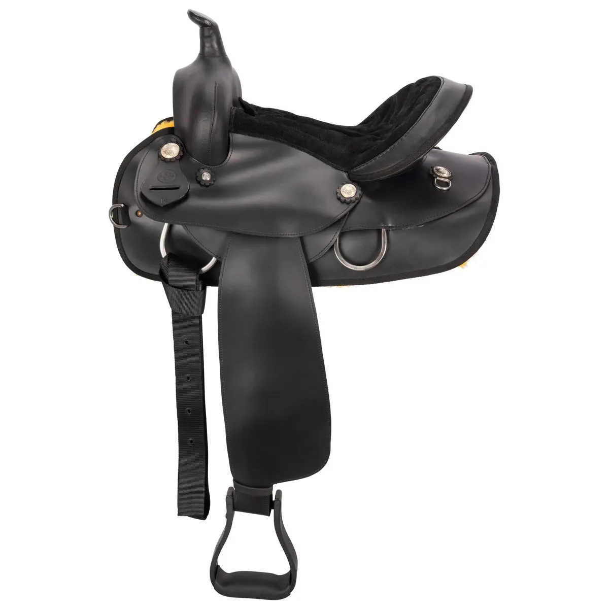 Western Trail Saddle, Lightweight Synthetic Round Skirt Design with Padded Seat, Durable for Beginner Riders and Trail Rides, Durability, Ease Of Use, Greater Freedom Of Movement, Improved Stability, Low-Maintenance, Reduced Fatigue, Waterproof, Balanced