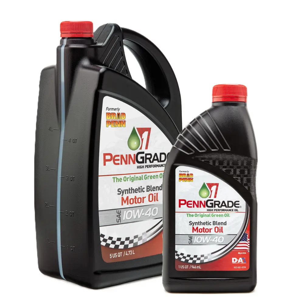 PENN GRADE 1 Synthetic Blend High Performance Oil SAE 10W-40, with Shock Load Protection, Anti-Wear Formula, for Street/Racing, Performance Engines & Highly Stressed Engines, Multi-Grade, Good Anti-Foaming