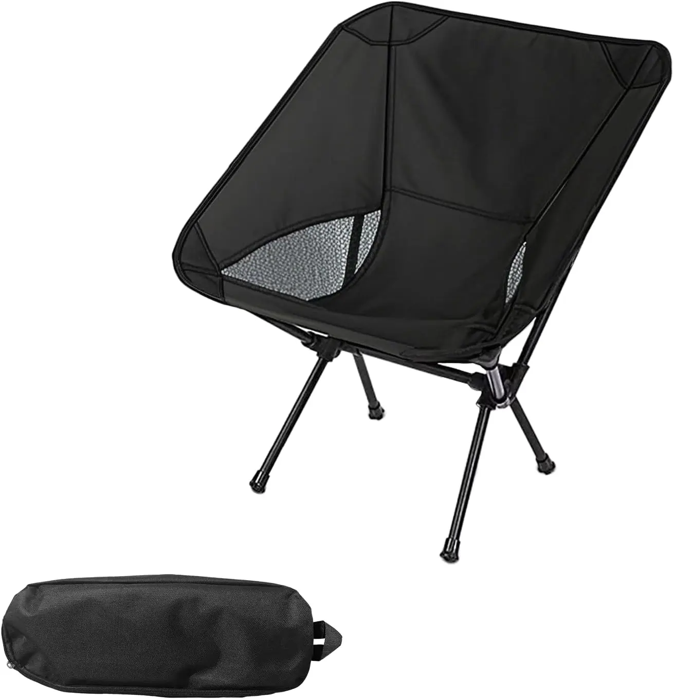 Wind Tour Portable Foldable Camping Chair, Outdoor Chair for Hiking, Camping, Backpacking with Carry Bag (Black)