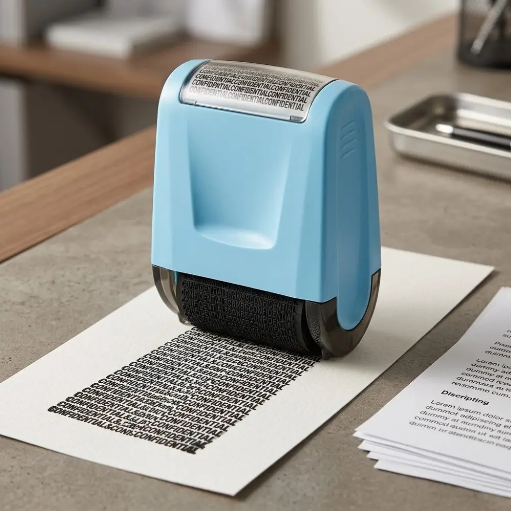 Reusable Metal Privacy Stamp Roller, Custom Address Stamp, Office Stamps: Durable Handheld Security Tool for Office & Home Use, Protects Medical Bills & Financial Info with Leak-Proof Ink, Multi-Scenes Anti-Snooping Design.