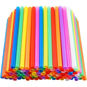 200 PCS Jumbo Smoothie Straws - Colorful Disposable Plastic Large Wide-mouthed Straw, 0.43" Diameter 8.2" Long, 8 Mixed Colors Perfect for Milkshake