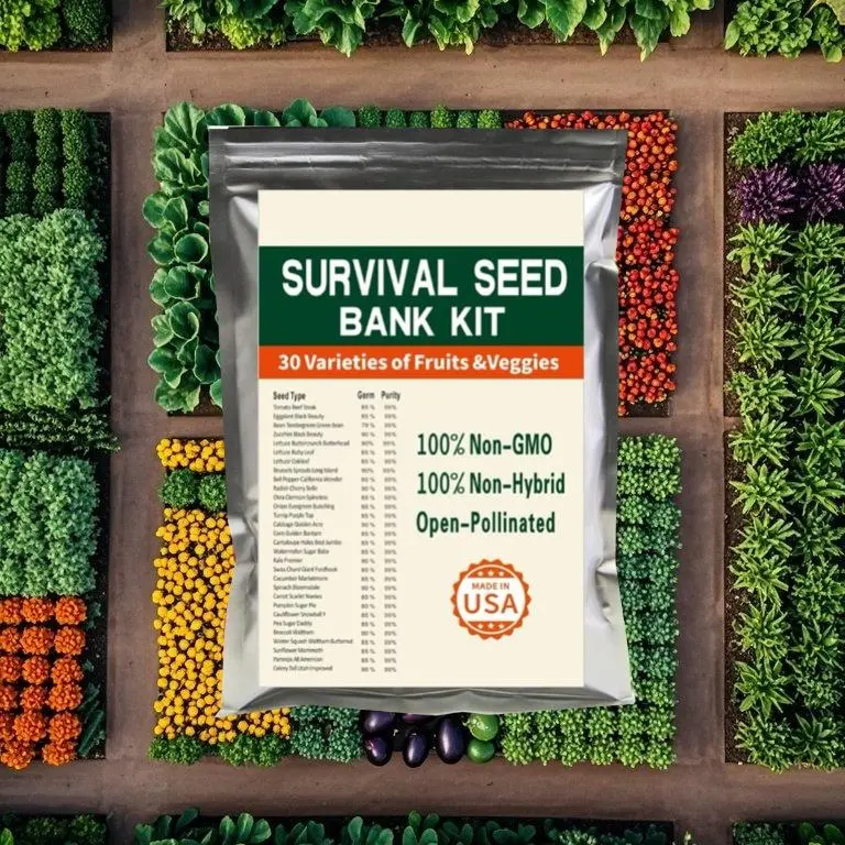 30,000 Non-GMO Heirloom Vegetable Seeds – 100-Packet Self-Sufficiency Kit with 30 Survival Crops for Food Independence, Skill-Building & Modern Homesteading