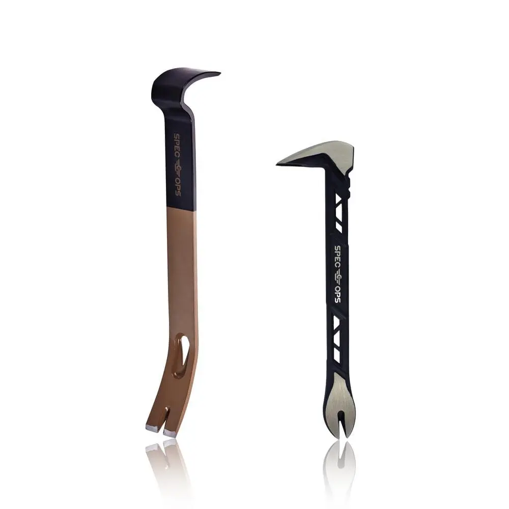 10 in. Cats Paw and 15 in. Flat Pry Bar Crowbar Hand Tool Set, Teardrop Nail Pullers, High-Carbon Steel