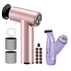 Drivox Rechargeable Electric Feet Callus Remover Kit Adjustable Speed Waterproof Cordless Foot File Pedicure Tool for Dead Hard Cracked Dry Skin Manicure Nail Care with 1500mAh Battery Capacity - Pink