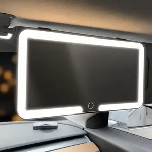 Multimode Lighting Car Vanity Mirror, Clip On Sun Visor Touch Dimmable Mirror, Rechargeable Portable Auto Makeup Mirror