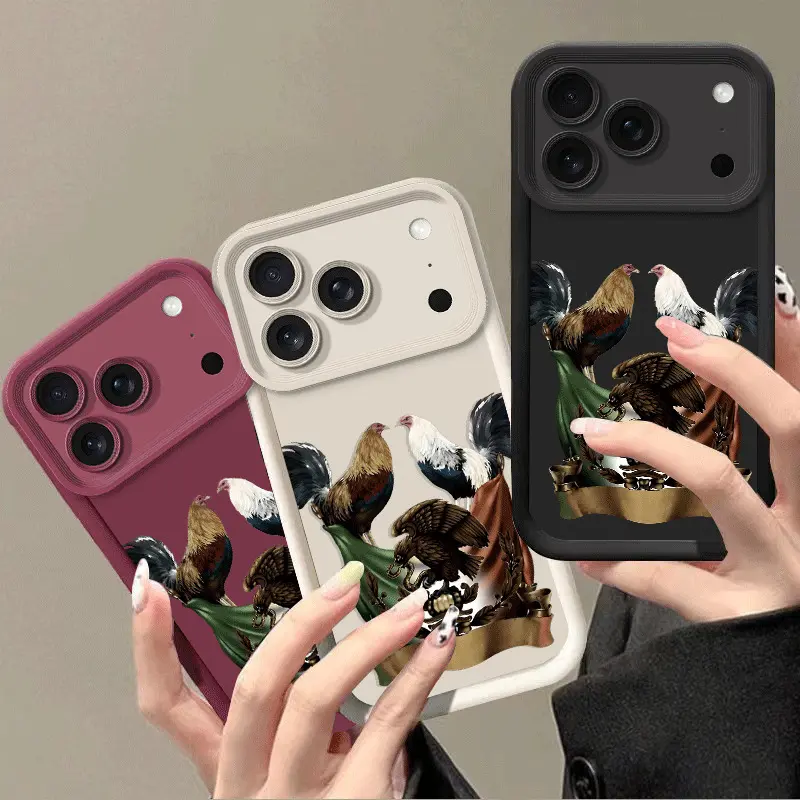 Bird-Themed Rooster Emblem Durable TPU Protector Case - Shockproof Protective Covers, Anti-Drop Protective Shell Cover, Stylish Mobile Phone Accessory for iPhone 11/12/13/14/15/16/17 Pro Max