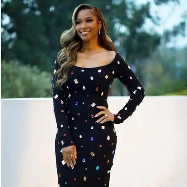 Crystal Embellished Long Sleeve Midi Bandage Dress