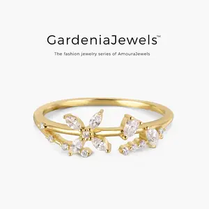 Original Design 0.51ct Moissanite Stackable Ring Quince Branch Party Collection 18K Gold Plated Ring