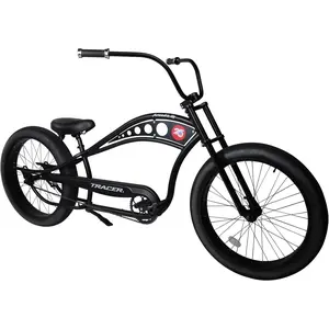 Tracer Fat Tire Beach Cruiser Bike, 26 Inch Stretch Chopper Bicycle For Adult,1/7 Speed Men Cruiser Bike With Oversized Hi-ten Stretch Steel Frame,Front Wheel 26*3.0,Rear Wheel 26*4.0 Multiple Colors lowrider bikes
