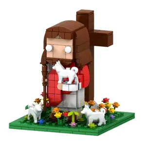 2026 Top Selling Ideal Toy Gift, Easter Gift 354 Pieces Religious Shaped Building Blocks Set, Shepherd Lamb Jesus, Perfect Desktop Display Gift