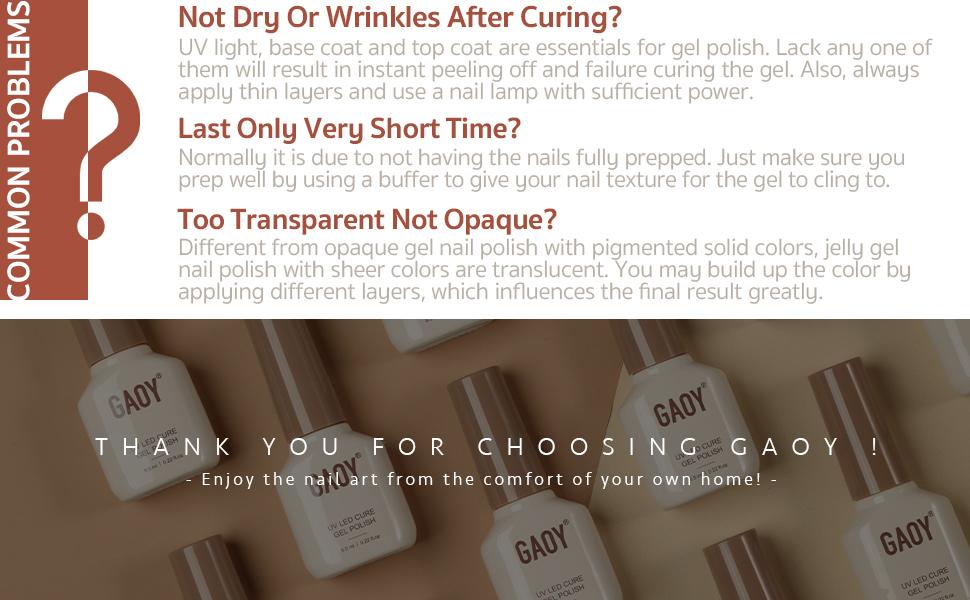 GAOY Tortoise shell Jelly Brown Gel Nail Polish of 6 Transparent Nude White Dark Red Colors Sheer Gel Polish Kit for Salon Gel Manicure and Nail Art DIY at Home