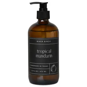 River Birch Tropical Mandarin 16 oz Amber Soap Handmade Hand Wash Cleansing Gentle Jasmine Scented Artisanal Craftsmanship