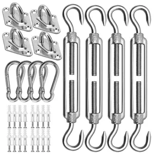 Sun Shade Sail Hardware Kit 6 Inch for Rectangle & Triangle Shade Sail Install, Stainless Steel Shade Sail Fixing Accessories for Outdoor Patio Canopy Garden, Heavy Duty Awning Attachment Set fathersdaygift