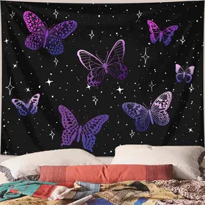 Butterfly Pattern Tapestry, Creative Dreamy Night Sky Butterfly Pattern Tapestry, Wall Hanging Decor for Home Bedroom Living Room, Wall Tapestries
