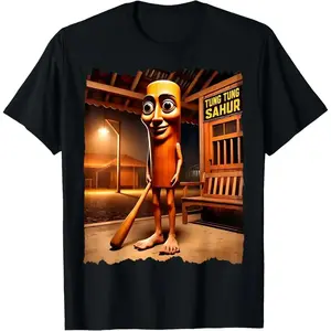 【100% Cotton】【Graphic T Shirt】 【Funny Meme T-Shirt】Tung Tung Tung Sahur Meme Graphic T-Shirt – Viral TikTok Funny Tee, Unisex Cotton Streetwear, Casual Short Sleeve Shirt for Women Men, Trendy Summer Outfit, Humor Meme Gift