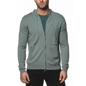 EARL GREY SILK TENCEL KNITTED ZIP HOODIE PM-16310