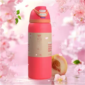 Peach pink Water bottle 32oz, 945ML, freesip,with straw,heat preservation time more than 24 hours, cold and hot water can be insulated, can make coffee, frozen drinks, , exquisite workmanship, suitable for camping, work, indoor and Outdoor use.