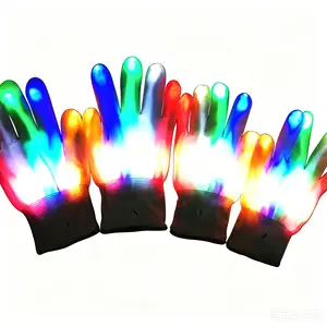 LED Light Up Gloves Colorful Flashing Glow Gloves for Kids Adults, Glowing Finger Light Gloves, Halloween Party Cosplay Rave Stage Magic Performance Glow Toy Gift