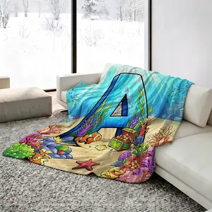 Letter A-Z Ocean Treasure Summer Cooling Blanket, Suitable for People Who Are Afraid of Heat. Summer Bedding, Can Be Used As a Bed Blanket or a Sofa Blanket To Keep the Body Cool. It Is Suitable for Taking a Nap or Rest On the Bed or Sofa.