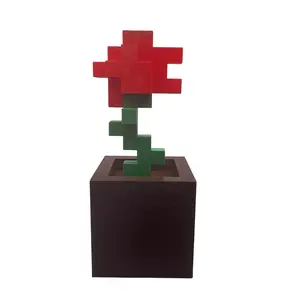 Minecraft Style Flower | Pixelated Vibrant Decor for Gaming Enthusiasts and Gamers | Desk Accessory, Home Decoration, Gift Idea for Him/Her