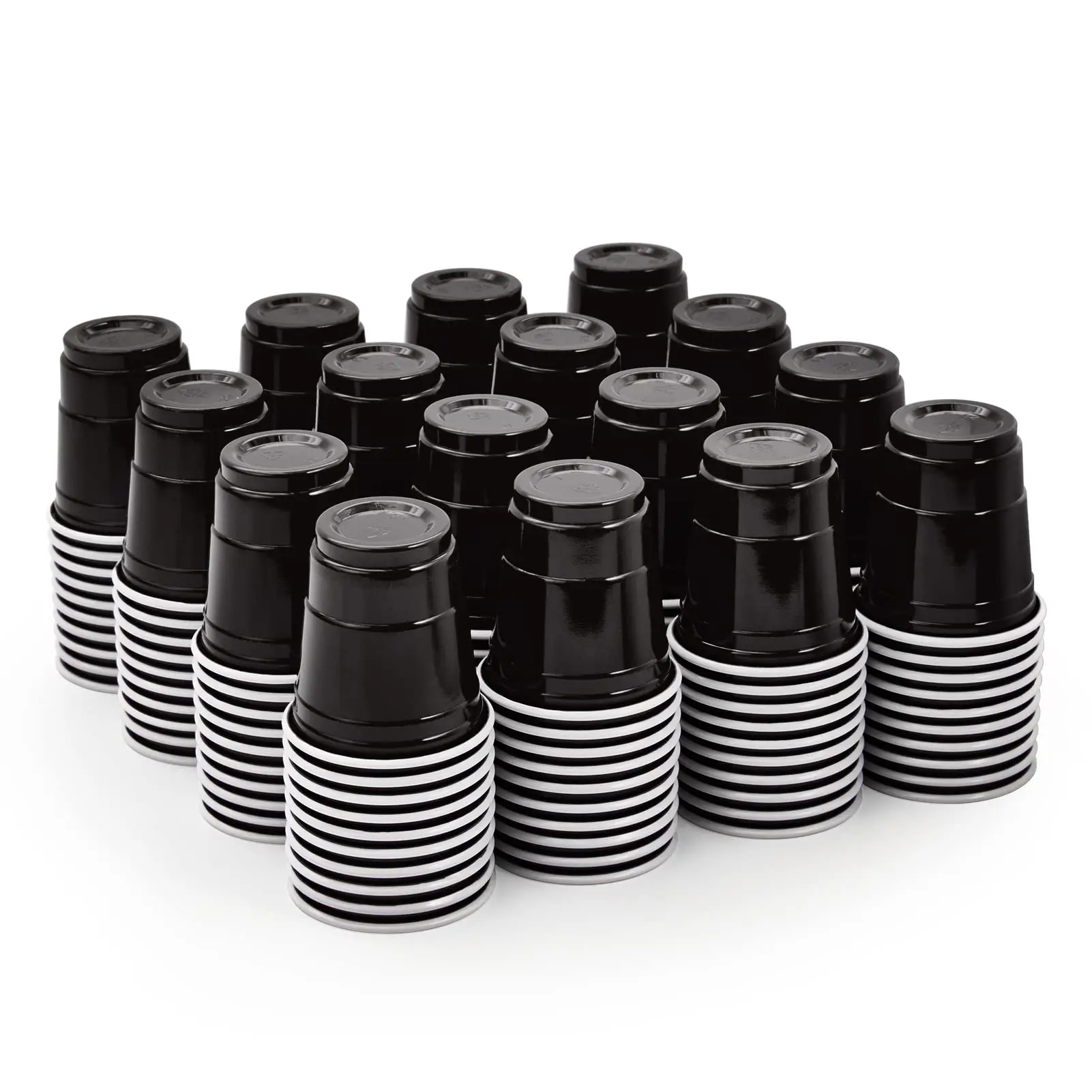 Disposable Round Black Plastic Shot Glasses - 2oz, Dependable Performance for Party, Bar Home Supplies