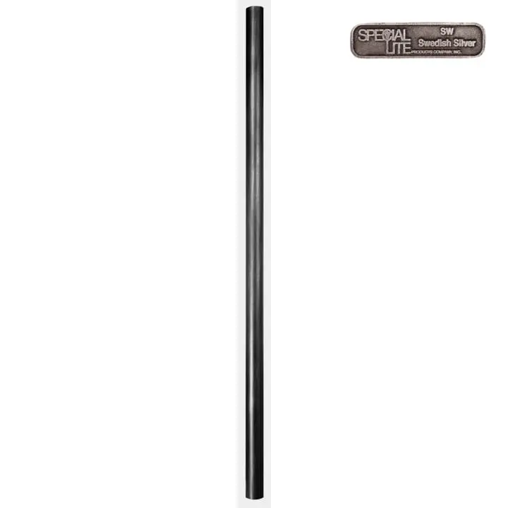 Smooth Aluminum Direct Burial Post 390-PC-SW, 7 ft (height: 84, width: 3), Swedish Silver, with Photo Cell, Accommodates 3" O/D Post Lanterns