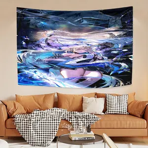 This Cartethyia wuthering waves, decorative tapestry background cloth thickened soundproof tapestry, velvet thermal tapestry, bedroom living room office decorative tapestry, fine and beautiful printing, the perfect Christmas gift for family and friends.