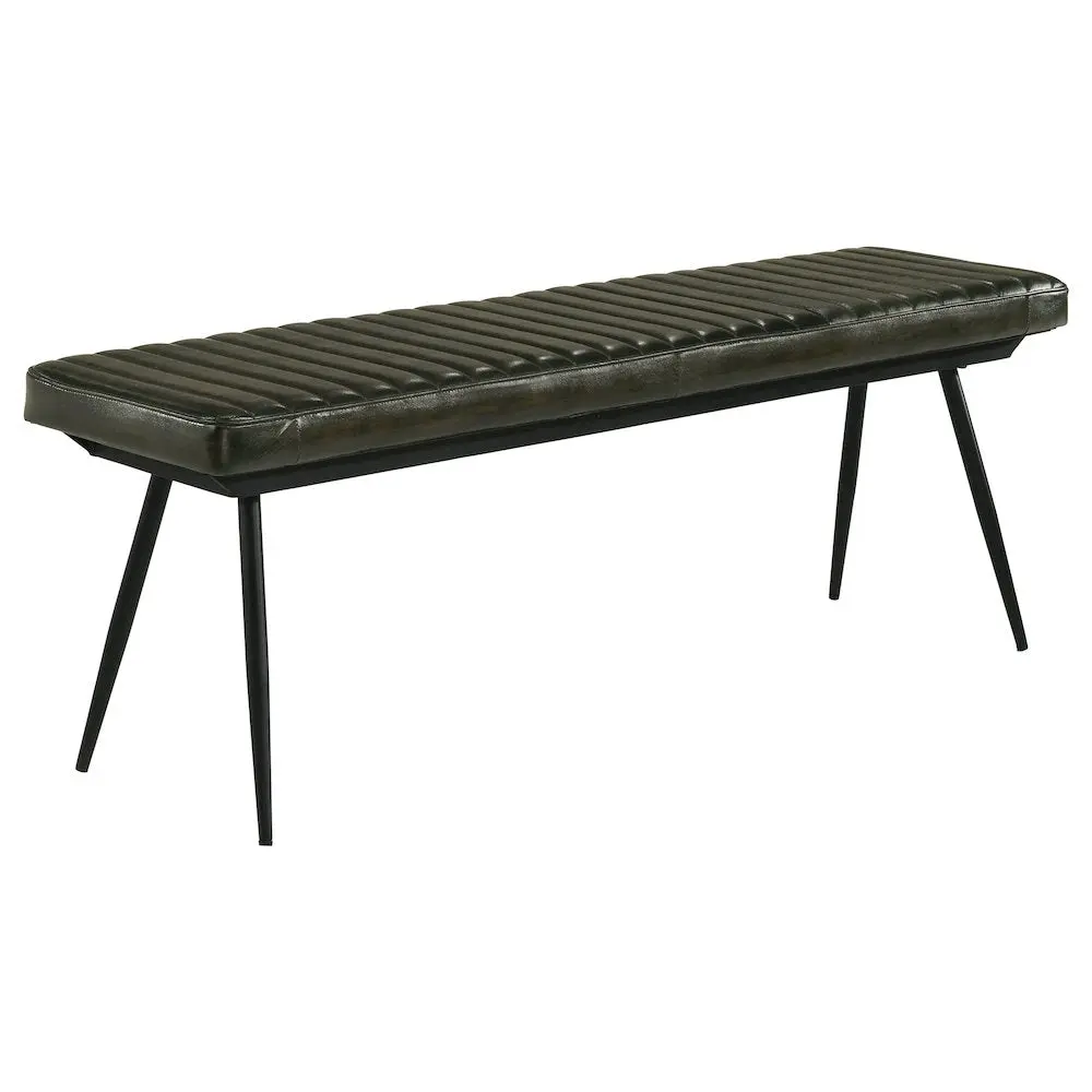 Misty Leather Upholstered Dining Bench Antique Espresso, Expansive, Channel Tufted
