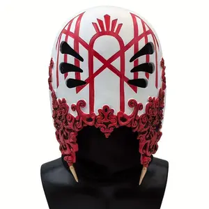 1pc Resin Mask - Rock-Inspired Design with Red & White Stripes, Black Accents & Ornate Carvings, Lightweight Durable Home Decor for, Hanukkah, Easter, Costume Parties & Themed Events, Holiday Costume Mask Creepy Strap scene accessories
