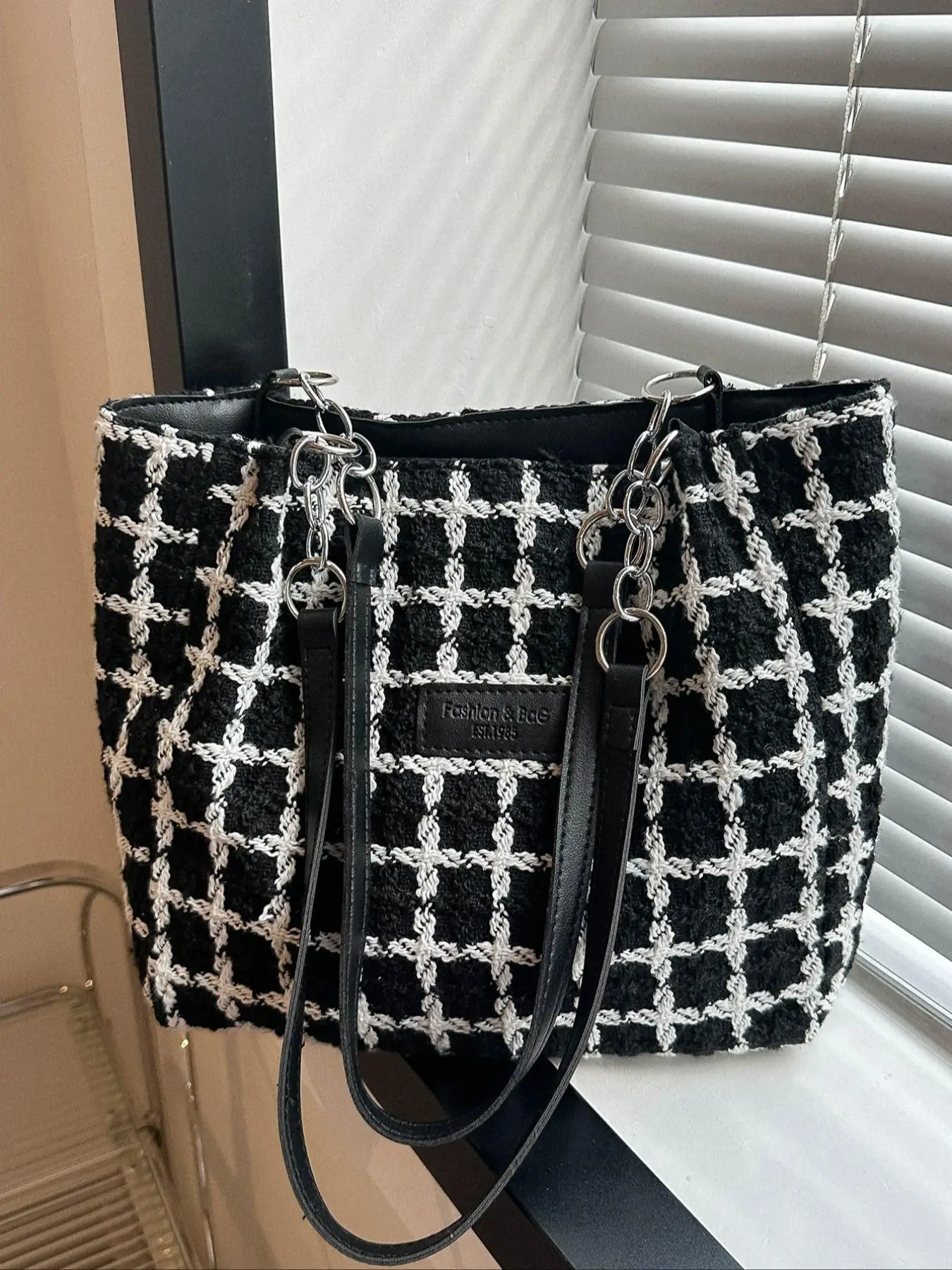 Fashionable Plaid Pattern Tote Bag, Casual Large Capacity Shoulder Bag For Women & Girls, Versatile Simple Handbag