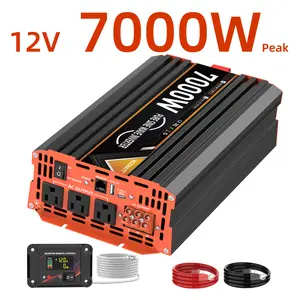 7000W Professional Pure Sine Wave Power Inverter DC 12V To AC 110V-120V, USB & Type-C Port | LCD + Remote | For RVs, Yachts, Construction Sites | High-Current Protection
