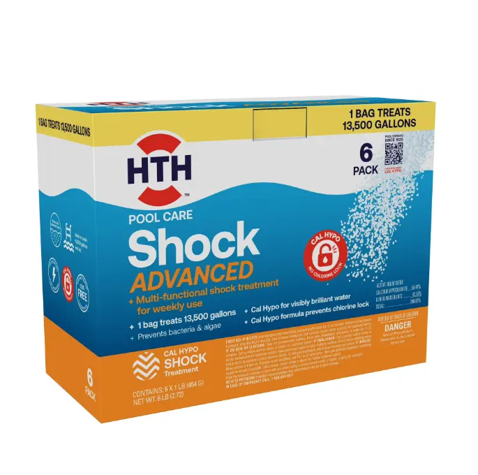 HTH Pool Care Shock Advanced — Granules, 6 Pack (6 lb total) — Pool Shock Treatment for Weekly Pool Sanitizing