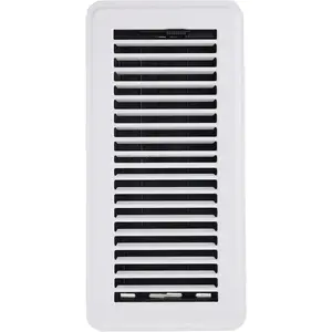 Floor Register, Includes Steel Grill and Rust-Proof Damper Box, 4" x 10", White (RGFW104)