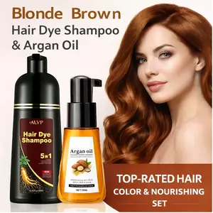 ALVP 2026 5-in-1 Herbal Hair Dye Shampoo, Dark Hair-Suitable, Long-Lasting Coverage, Scalp-Nourishing, For Women & Men (Wine Red, Chestnut Brown, Golden Brown, Natural Black), Hair Dye For Dark Hair