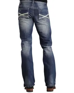 Stetson Men's Rock Fit Bold X Stitched Jeans Big And Tall - 11-004-1014-3001 Bu_T