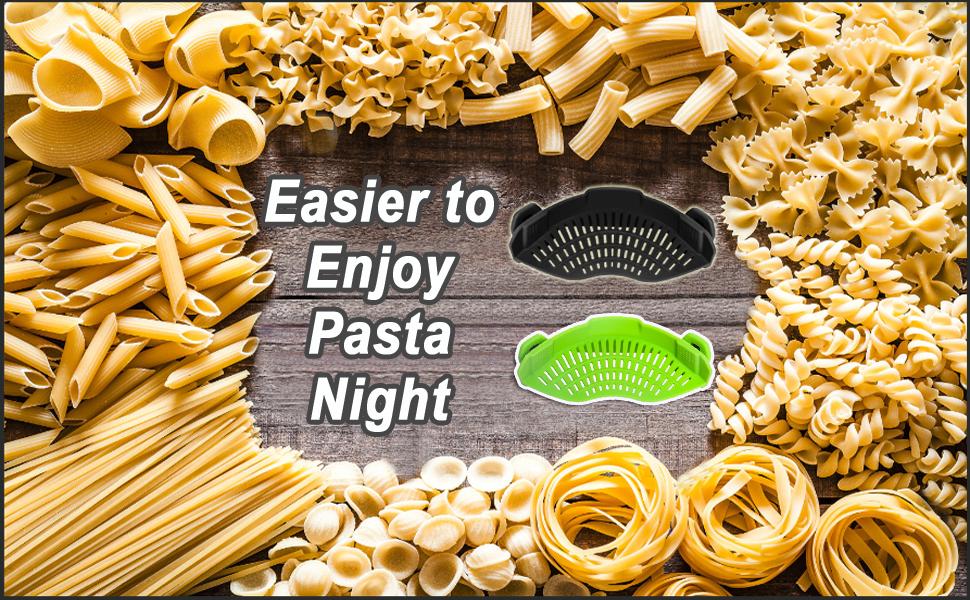 Clip On Strainer Silicone for All Pots and Pans, Pasta Strainer Clip on Food Strainer for Meat Vegetables Fruit Silicone Kitchen Colander