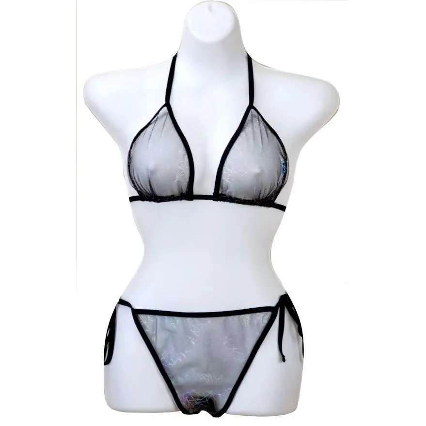Black Sheer Shimmer Bikini Set Sheerswim