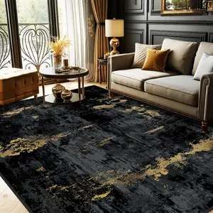Washable Area Rugs Non-Slip Modern Abstract Soft for LivingRoom Entryway Bedroom Nursery with Gold Print Pattern EasyTo Clean Machine Washable