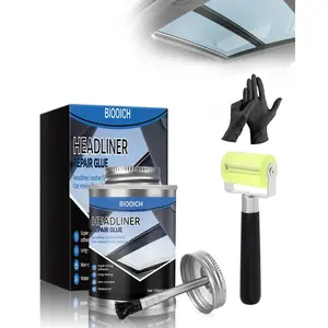 Car Headliner Adhesive Repair Glue Kit with Rubber Seam Roller Brush for Automotive Interiors Fabric Leather (4.23oz)