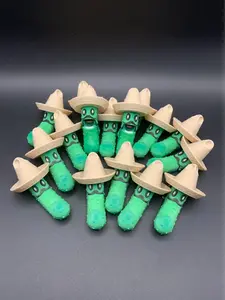 Pedro the Tickle Pickle  3D Printed Fidget Keychain  Funny Flexible Pickle with Sombrero Mexican Gag Gift Wiggly Desk Buddy for Adults