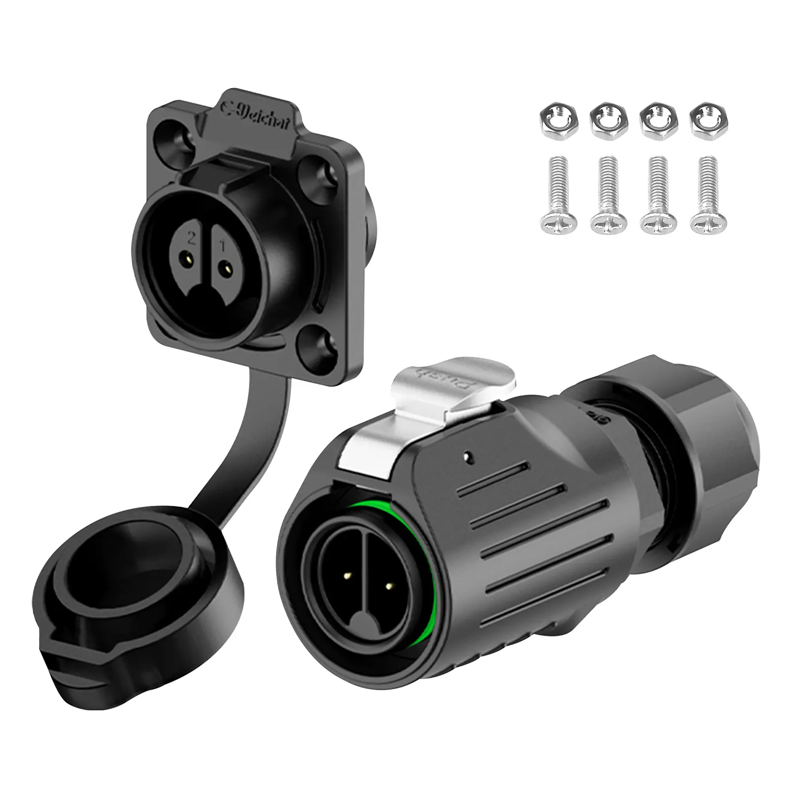 E-WeiChat EW-LP16 Industrial Waterproof Connector IP68 Quickly Plugging Aviation Connector PBT Plastic Shell Circular Connector Fast Release Electrical Connector M16 2-9 Pin Flange Socket