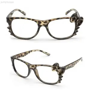 Women Kawaii Y2K Kitty Decor Glasses, Leopard Print No Lens Cartoon Frame, Cute Nerd Trendy Fashion Eyewear Accessories