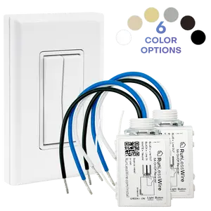 FAN & LIGHT BATTERY-FREE WIRELESS LIGHT SWITCH KIT – 2 5amp On/Off Receivers + 1 Self-Powered Dual Rocker Remote Switch