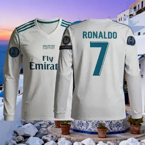 C.Ronaldo 2017 2018 Retro Home White Away Blue No.7 Short-Sleeved Long-Sleeved Football Shirts