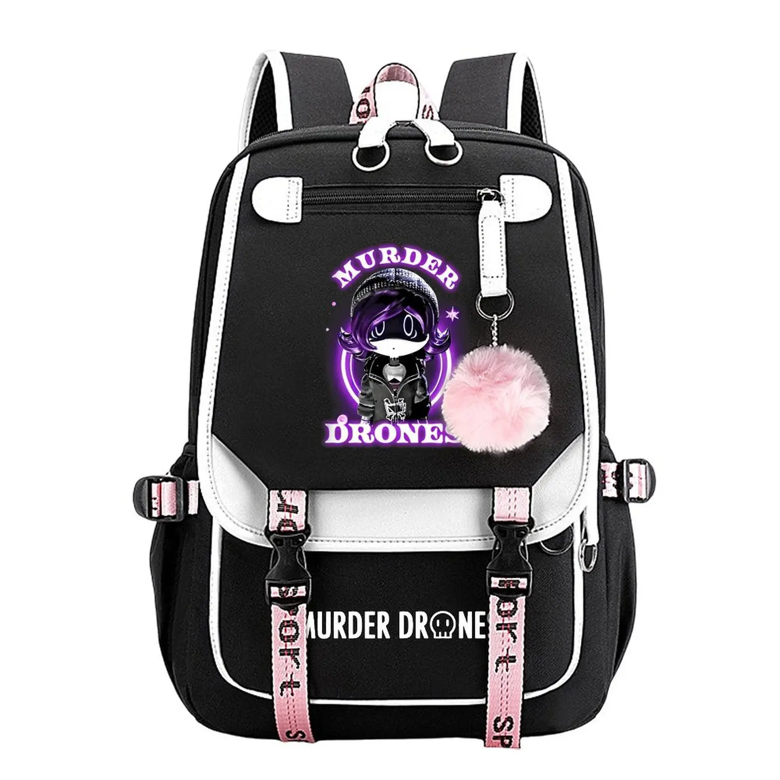 Trendy Murder Drones Print Laptop Backpack for Youth, Large-Capacity Cotton & Linen Back to School Bag with Adjustable Shoulder Strap, Back To School Haul, One Size