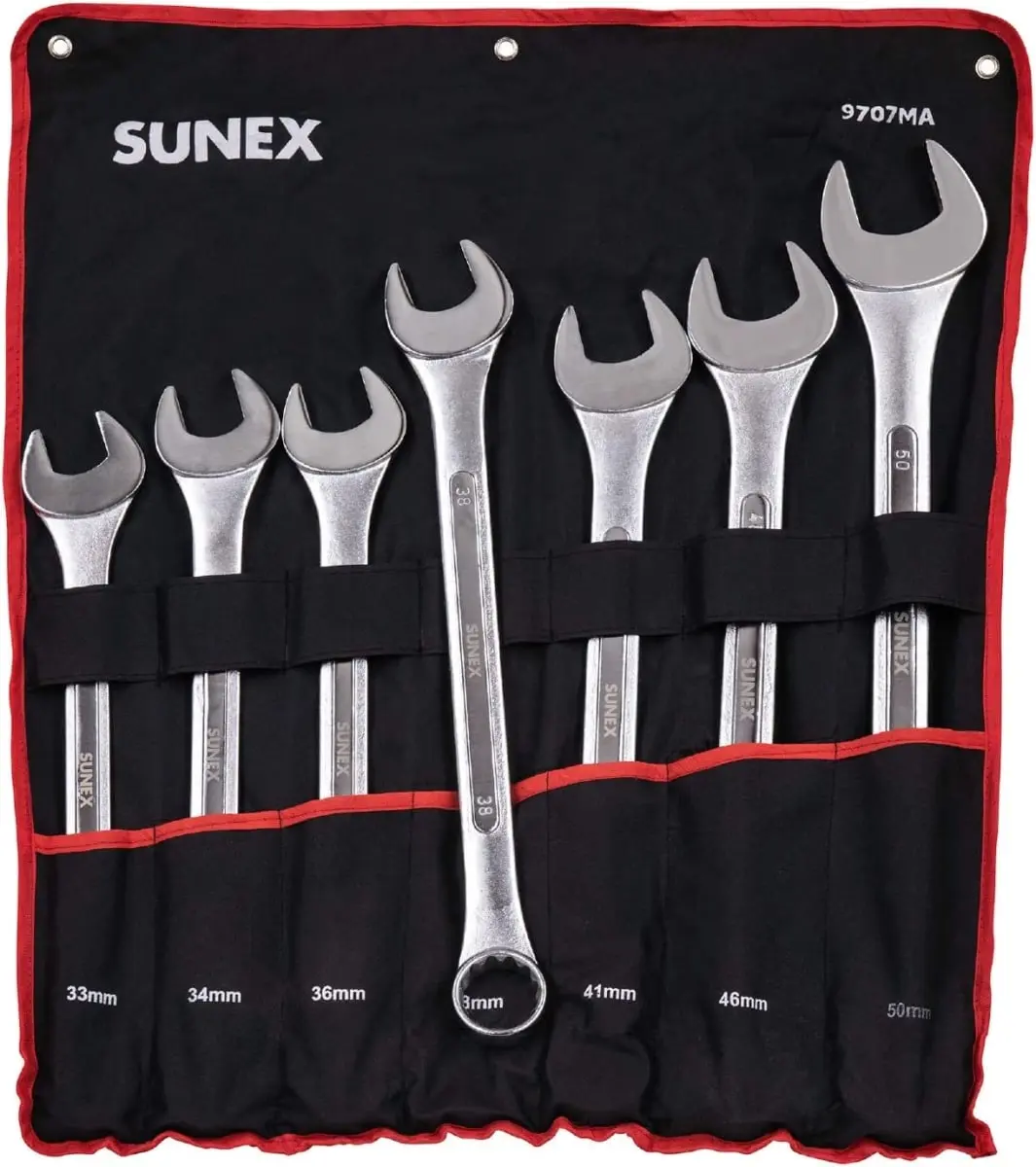 Sunex Tools SUU-9707MA 7-Piece CRV Steel Raised Panel Jumbo Combo Wrench Set - CRV Steel Hand Tool for DIY Maintenance, Home Needs, Hardware Jobs