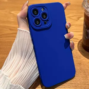 Klein Blue Series iPhone Case 17 promax Case Eyes Silicone for iPhone 17pro 16, 15,14,13,12, 11New Case Pure Color Evening Points Minimalist Full Drop Proof  for Samsung S25