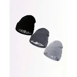 Satin Lined Winter Beanie Hats For Men Women Knitted Watch Hat With Satin Lining Solid Skull Cap Fall Outfit