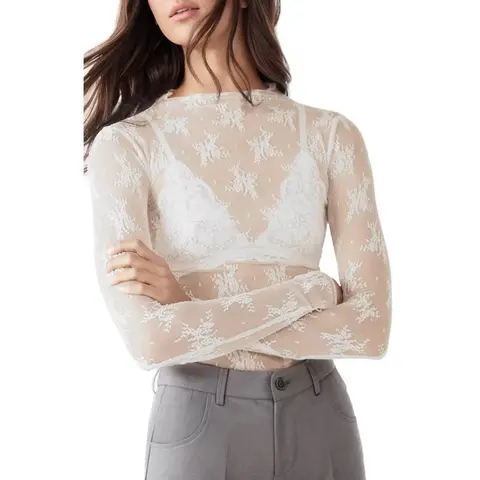 LOMON Women's Mesh Lace Blouse - Crew Neck, Embroidery, Elegant, Casual Boho, Breathable, Printed, Sexy See-Through, Long/Cap Sleeve Options, S-XL Sizes, Flattering Fit Women's Top